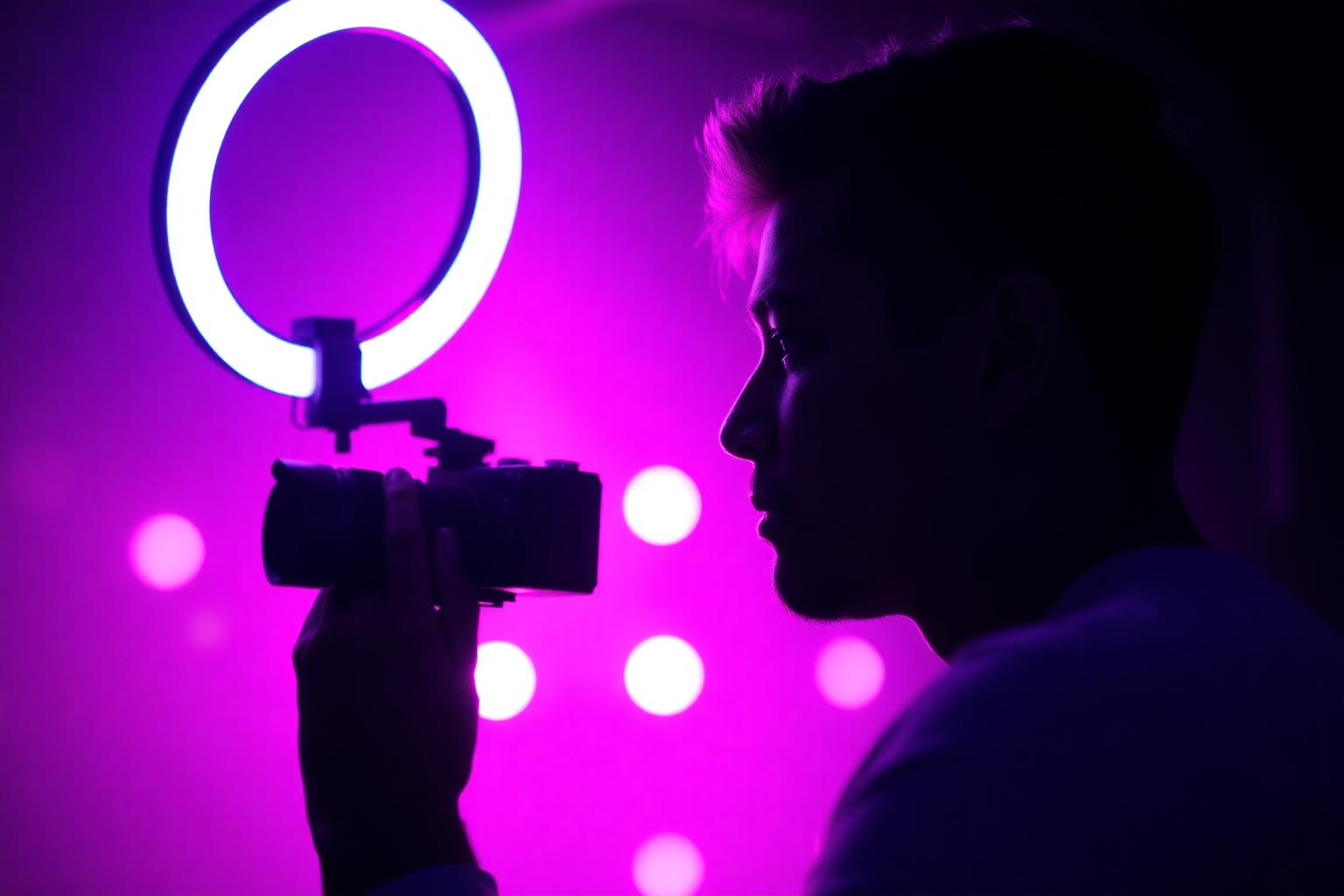 Influenciador gravando conteúdo